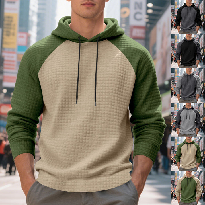 Men's quilted hoodie with raglan sleeves and drawstring Mune Fashion