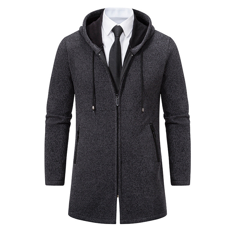 Men's Longline Knit Coat with Hood, tailored silhouette and warming fleece lining Mune Fashion