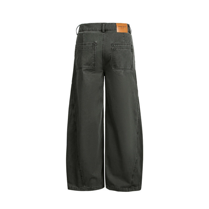 Women's Wide Balloon Cargo Pants with High Waist, Large Flap Pockets and Visible Stitching Details Mune Fashion