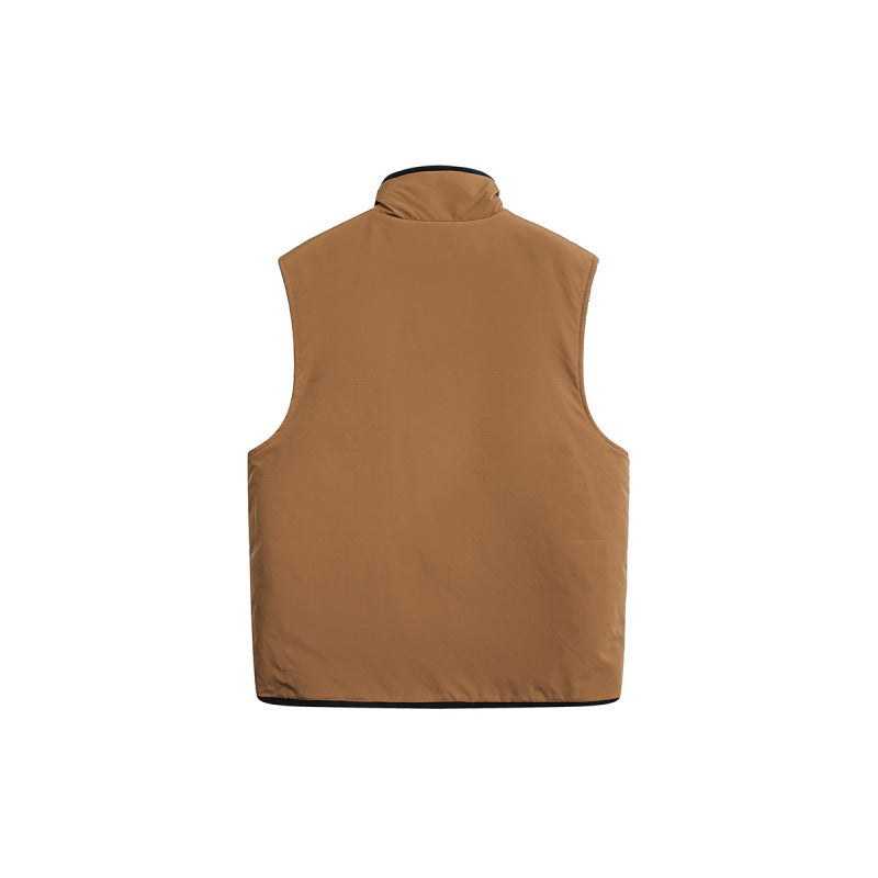 Unisex Padded Fleece Vest in Norwegian Design with Stand Collar and Two-Way Zipper Mune Fashion