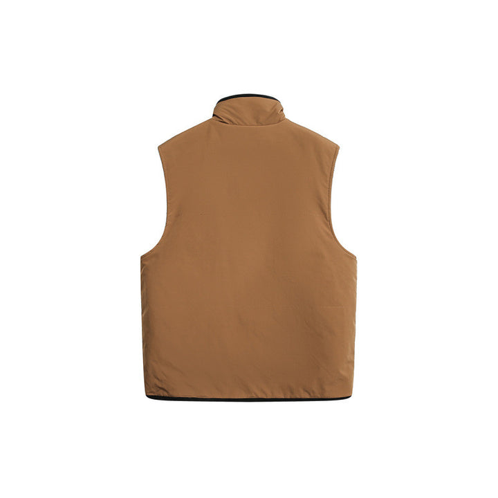 Unisex Padded Fleece Vest in Norwegian Design with Stand Collar and Two-Way Zipper Mune Fashion