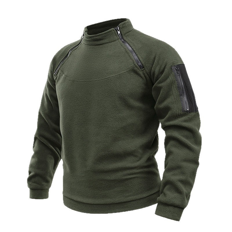 Men's Thermo-Tactical Sweatshirt with Fleece Lining, Zip Shoulders & Arm Pocket Mune Fashion