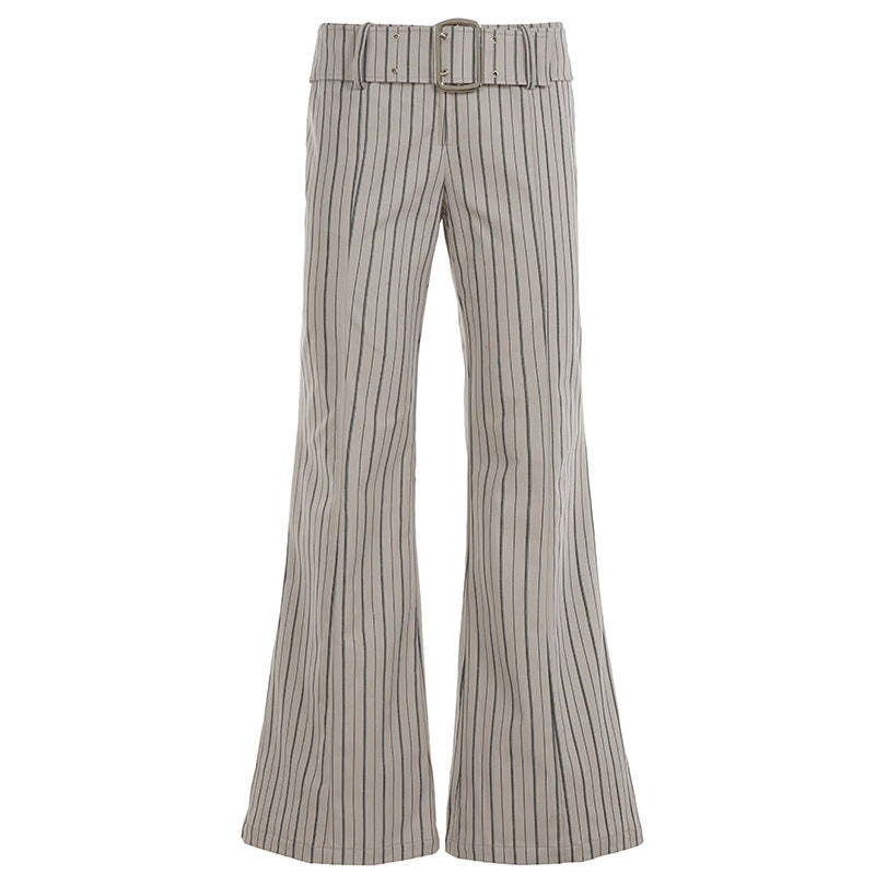 Women's tailored pinstripe palazzo pants with high waist, crease and wide leg Mune Fashion