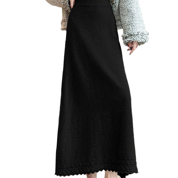 Women's Long Jersey Skirt with Lace Hem Mune Fashion