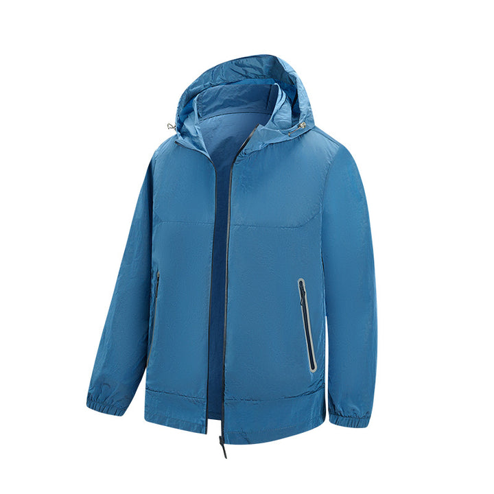 Men's Lightweight Hooded Windbreaker with Water-Repellent Membrane and Reflective Zipper Pockets Mune Fashion
