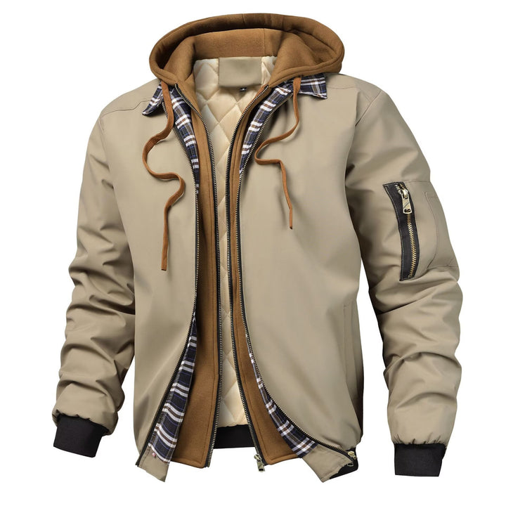 Men's Layered Transition Jacket with Hood, Quilted Inner Placket and Utility Arm Pocket Mune Fashion