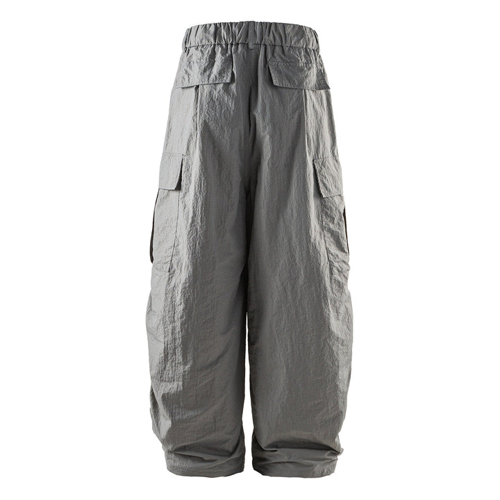 Men's Lightweight Crinkle-Effect Cargo Jogging Pants with Elastic Waistband and Drawstring Mune Fashion