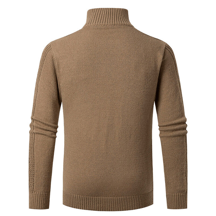 Men's cable knit turtleneck with half zip and high ribbed collar Mune Fashion