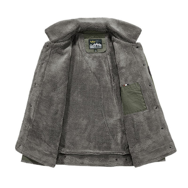 Men's Robust Canvas Field Jacket with Teddy Lining, Stand Collar and Utility Pockets Mune Fashion