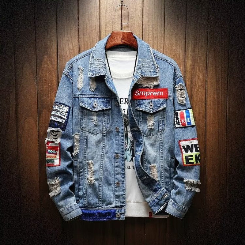 Men's Stylish Denim Jacket with Creative Applications Mune Fashion