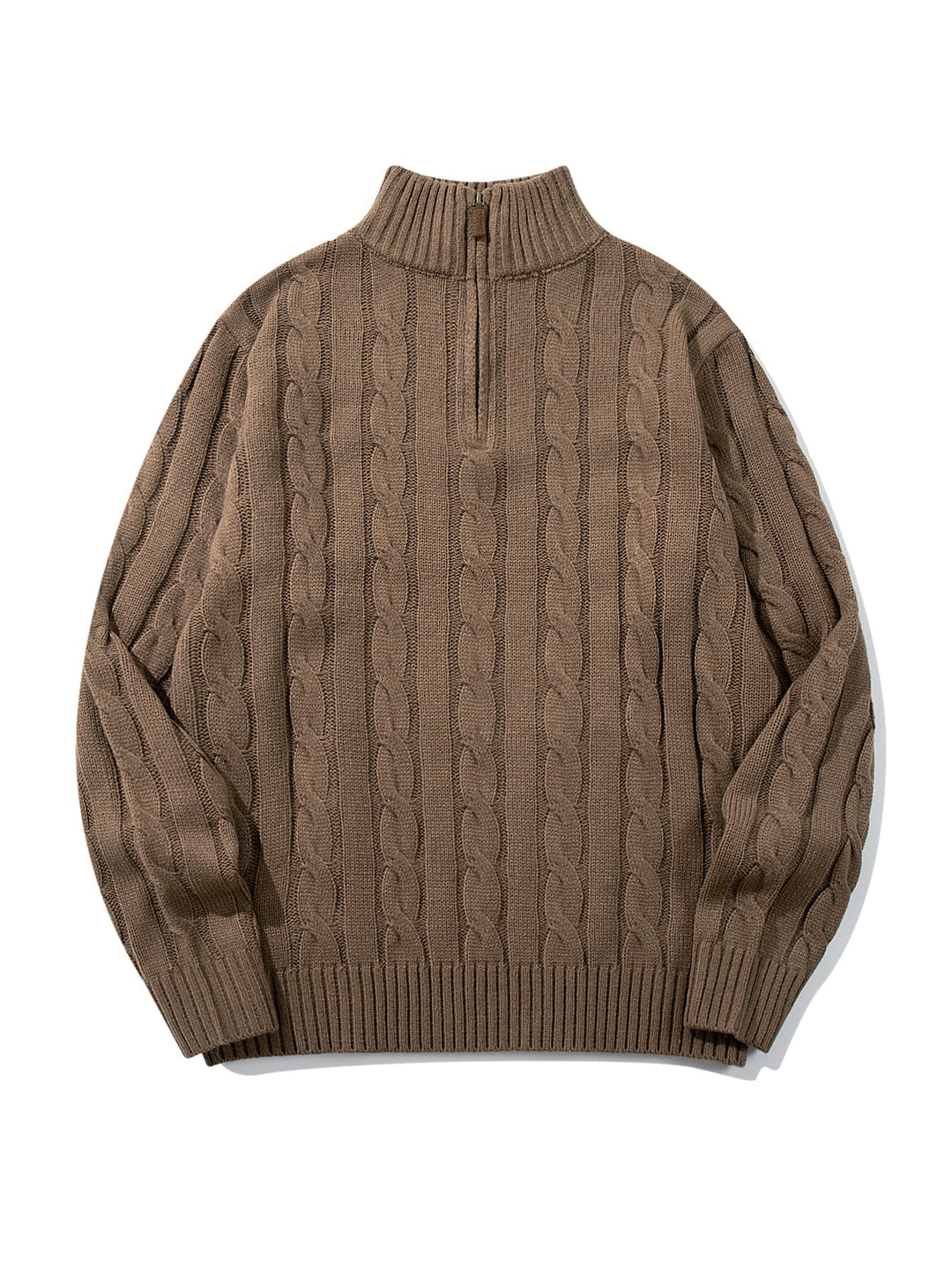 Unisex cable knit half-zip sweater with high ribbed collar and oversized fit Mune Fashion