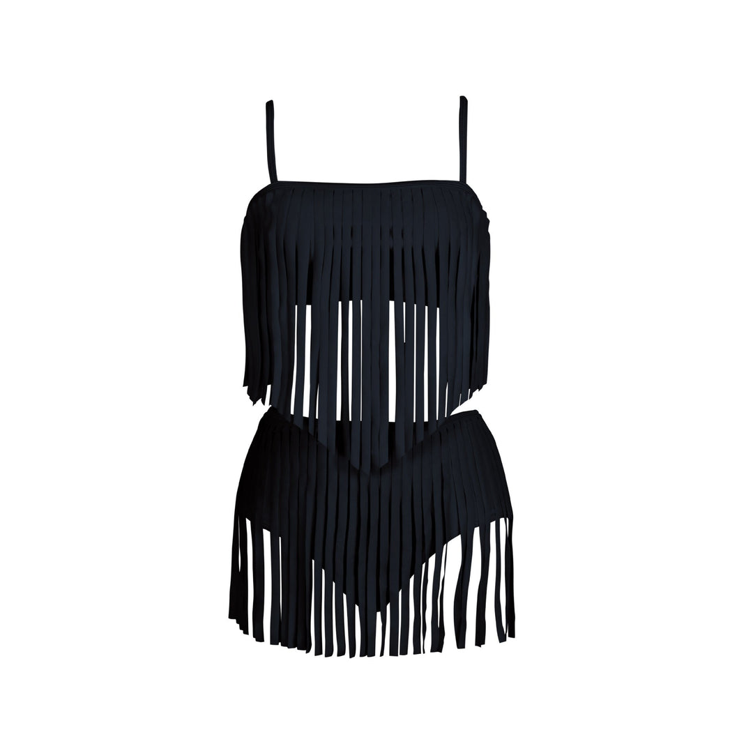Ladies Fringe Bikini Set with Fashionable Top and Figure-Hugging Bottom Mune