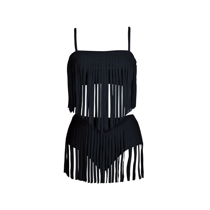 Ladies Fringe Bikini Set with Fashionable Top and Figure-Hugging Bottom Mune