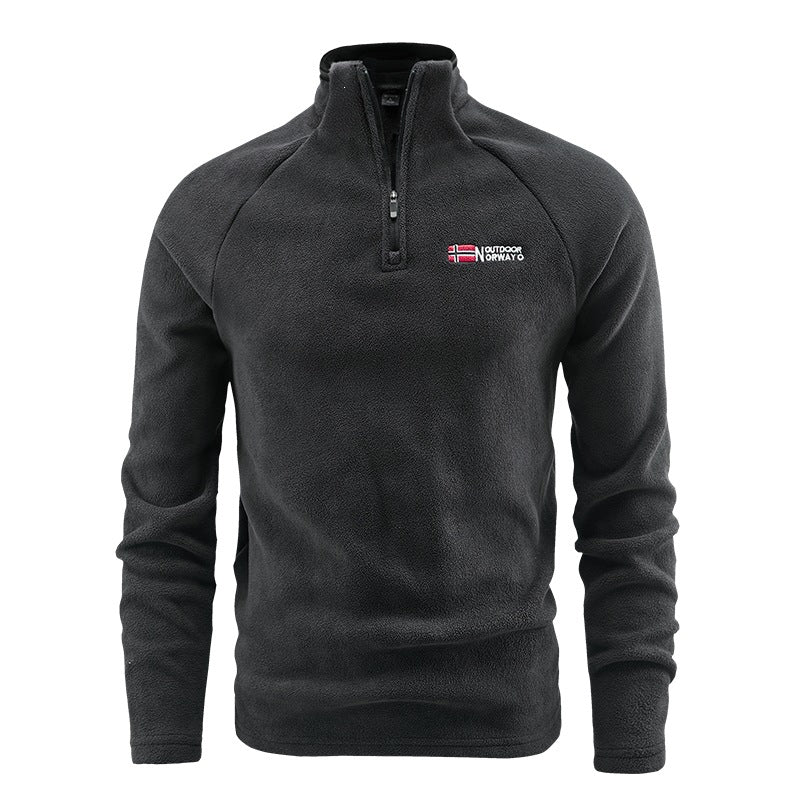Men's Fleece Half-Zip Pullover with Stand-Up Collar and Breathable Thermofleece Mune Fashion