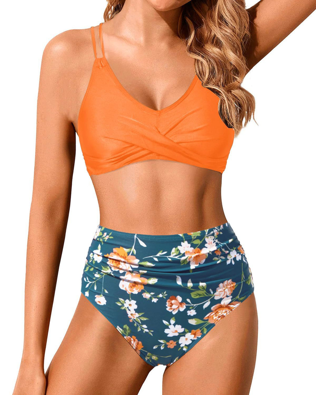 Women's High-Waisted Bikini Set with Ruffled Top Mune Fashion