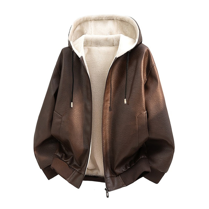Ladies Fashionable Faux Leather Jacket with Teddy Lining Mune Fashion
