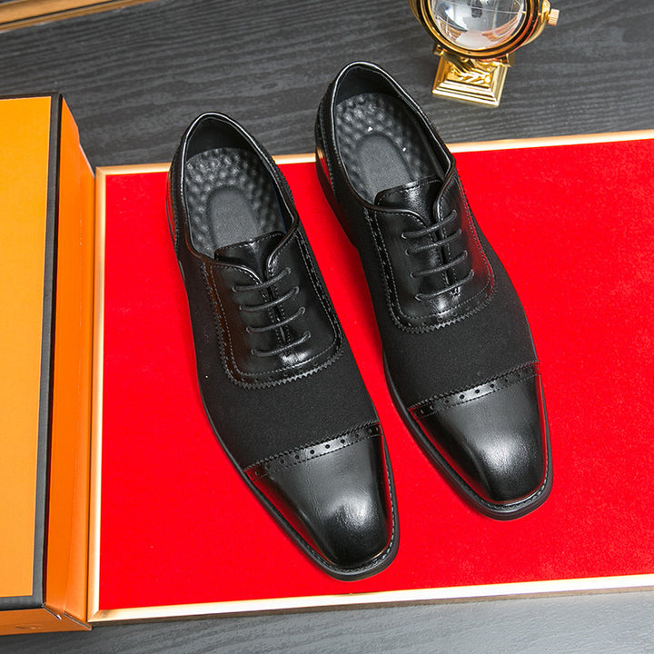 Men's elegant Oxford lace-up shoes with cap toe design, leather-textile mix and cushioned comfort insole Mune Fashion