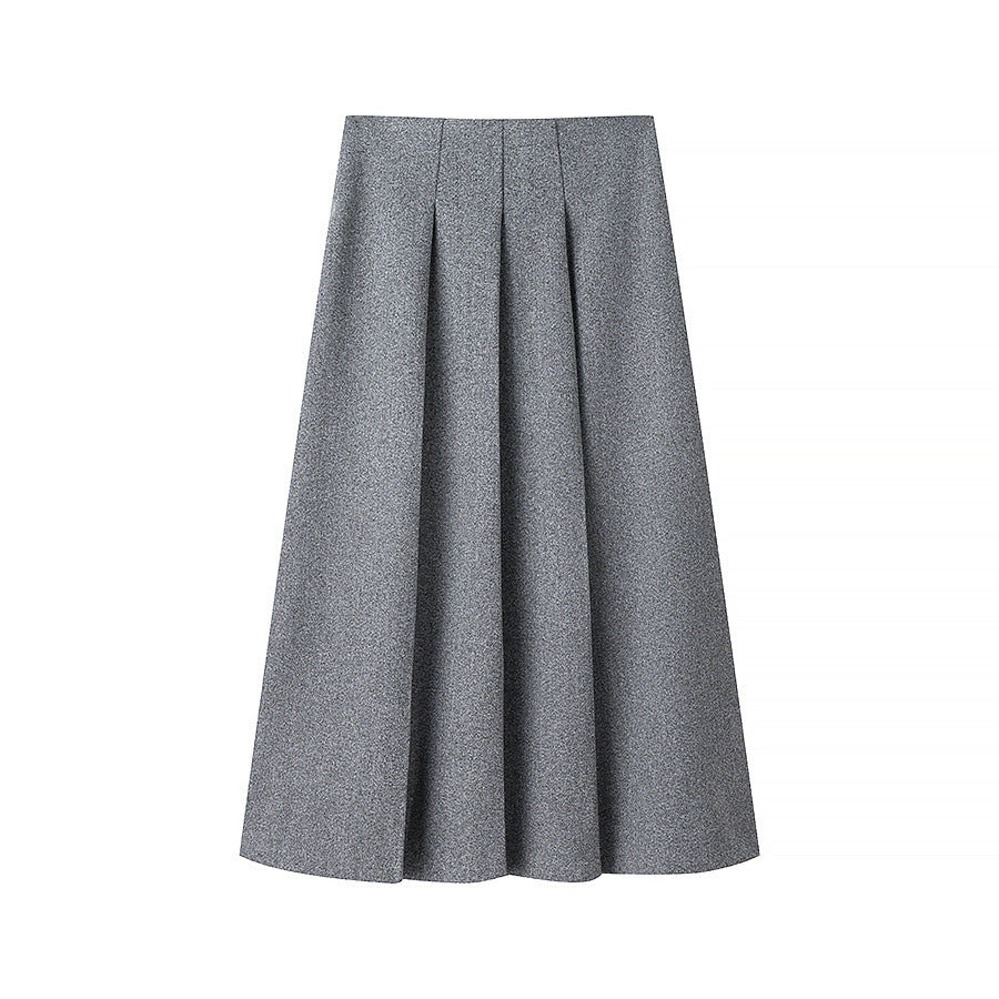 Women Elegant Two-Piece Wool Blend Blazer and Midi Skirt Set with Flared Midi Skirt Mune Fashion