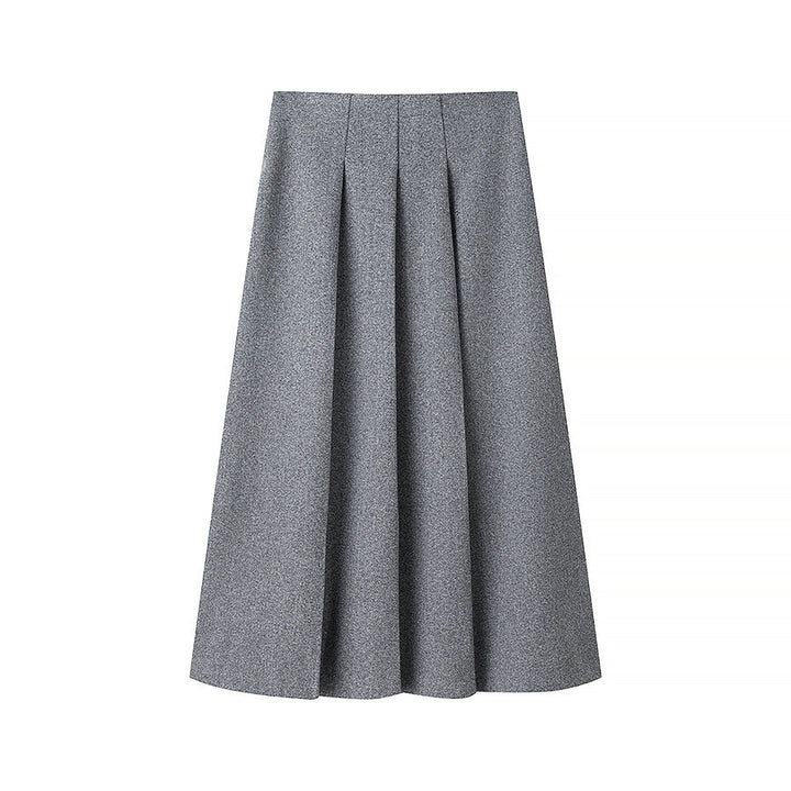 Women Elegant Two-Piece Wool Blend Blazer and Midi Skirt Set with Flared Midi Skirt Mune Fashion