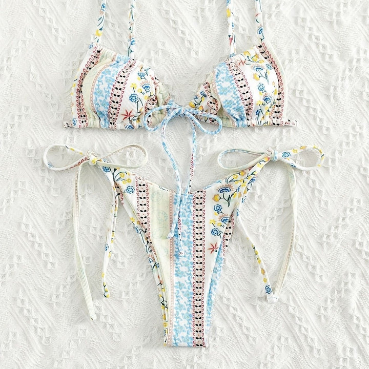 Women Triangle Bikini with playful design and adjustable straps Mune Fashion