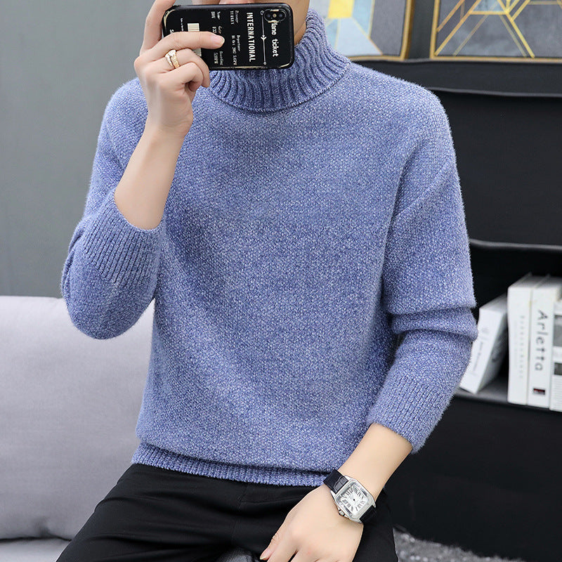 Men's turtleneck sweater made of boucle fine knit with ribbed cuffs Mune Fashion