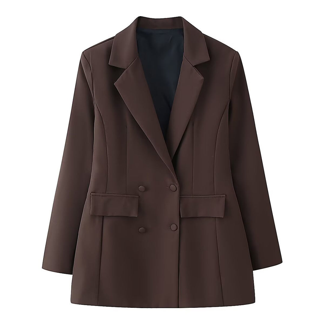 Women's tailored double-breasted blazer with patch pockets and Viennese seams Mune Fashion