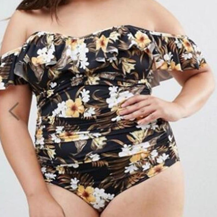 Women's Off-Shoulder One-Piece Swimsuit with Ruffle Details Mune Fashion