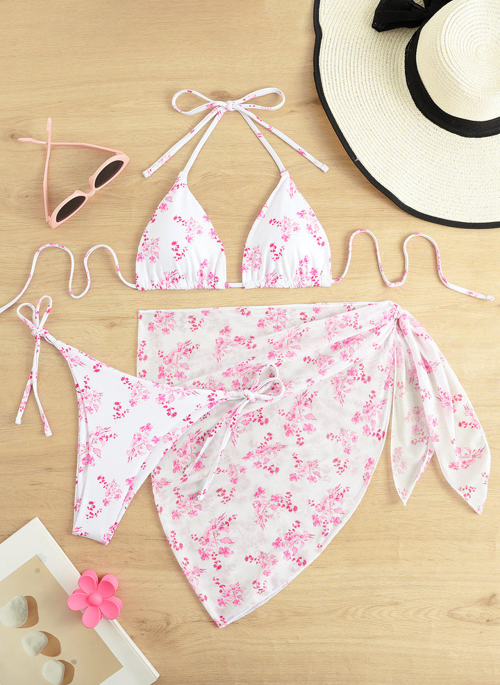 Women's Triangle Bikini Set with Elegant Wrap Skirt Mune Fashion