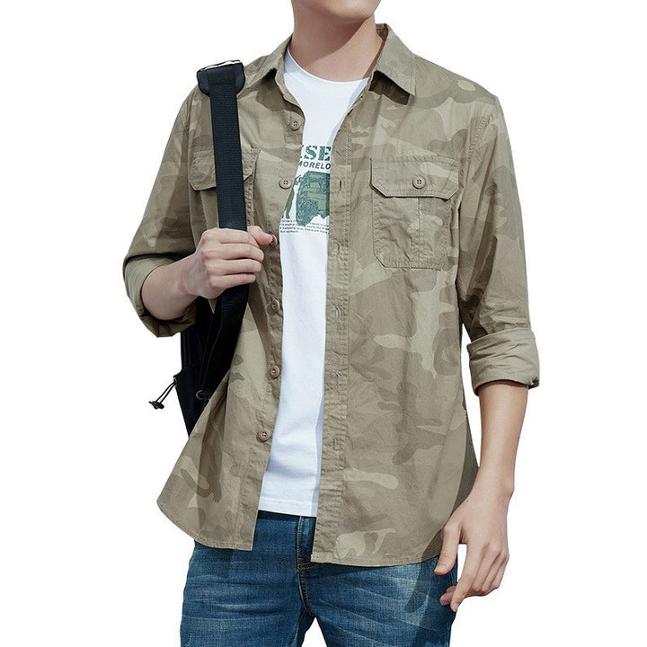 Men's casual camouflage shirt jacket with patch chest pockets and straight cut Mune Fashion