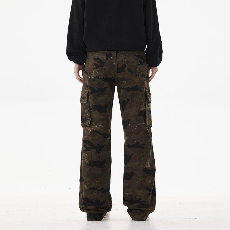 Unisex Cargo pants in wide Marlene cut with camouflage print and large flap pockets Mune Fashion