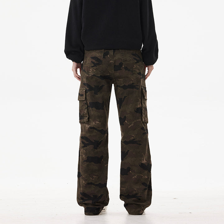 Unisex Cargo pants in wide Marlene cut with camouflage print and large flap pockets Mune Fashion