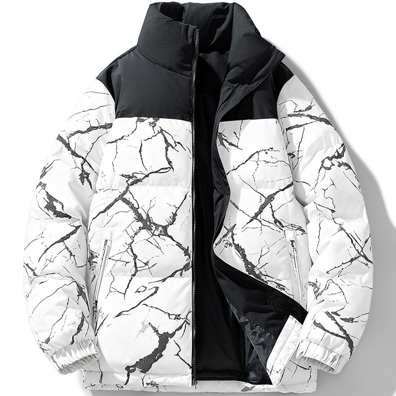 Men's Warm Quilted Jacket with High Collar