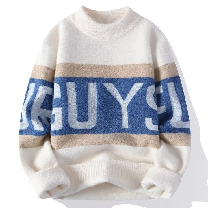 Women's Cozy Chunky Knit Sweater with Striking Print Mune Fashion