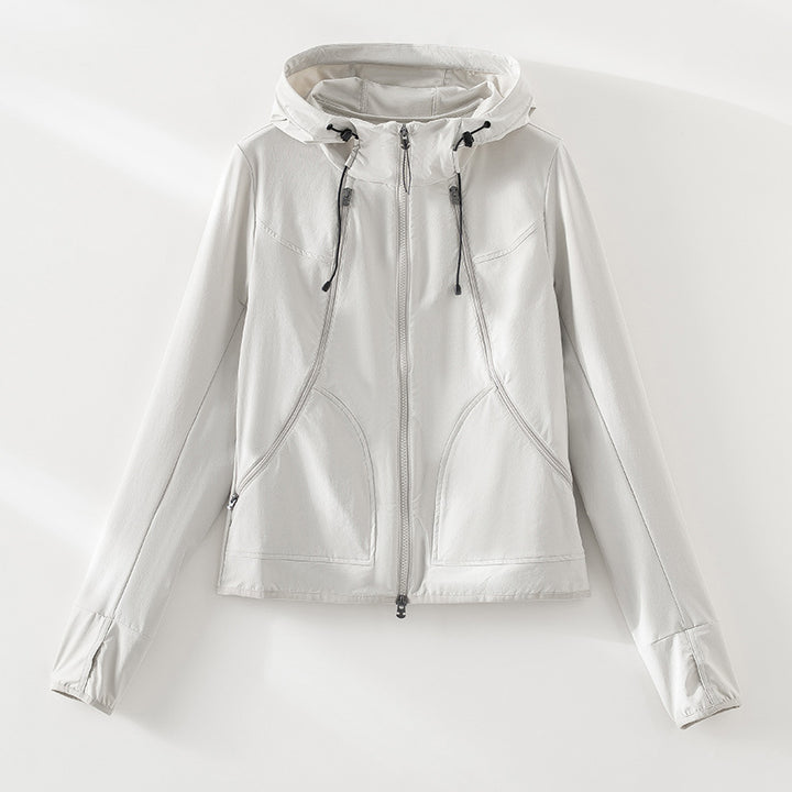 Women's Ultralight Hooded Windbreaker with Two-Way Zipper Mune Fashion