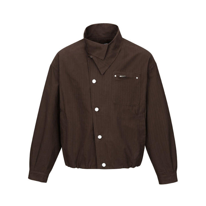 Men's short-cut canvas blouson with high stand-up collar and snap button placket Mune Fashion