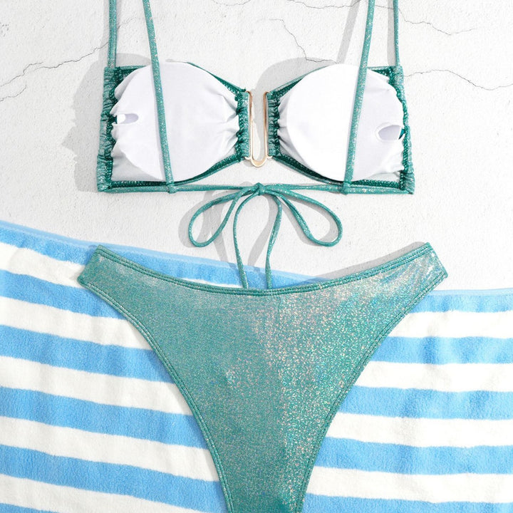 Women's Shiny Bikini with Fine Straps Mune Fashion