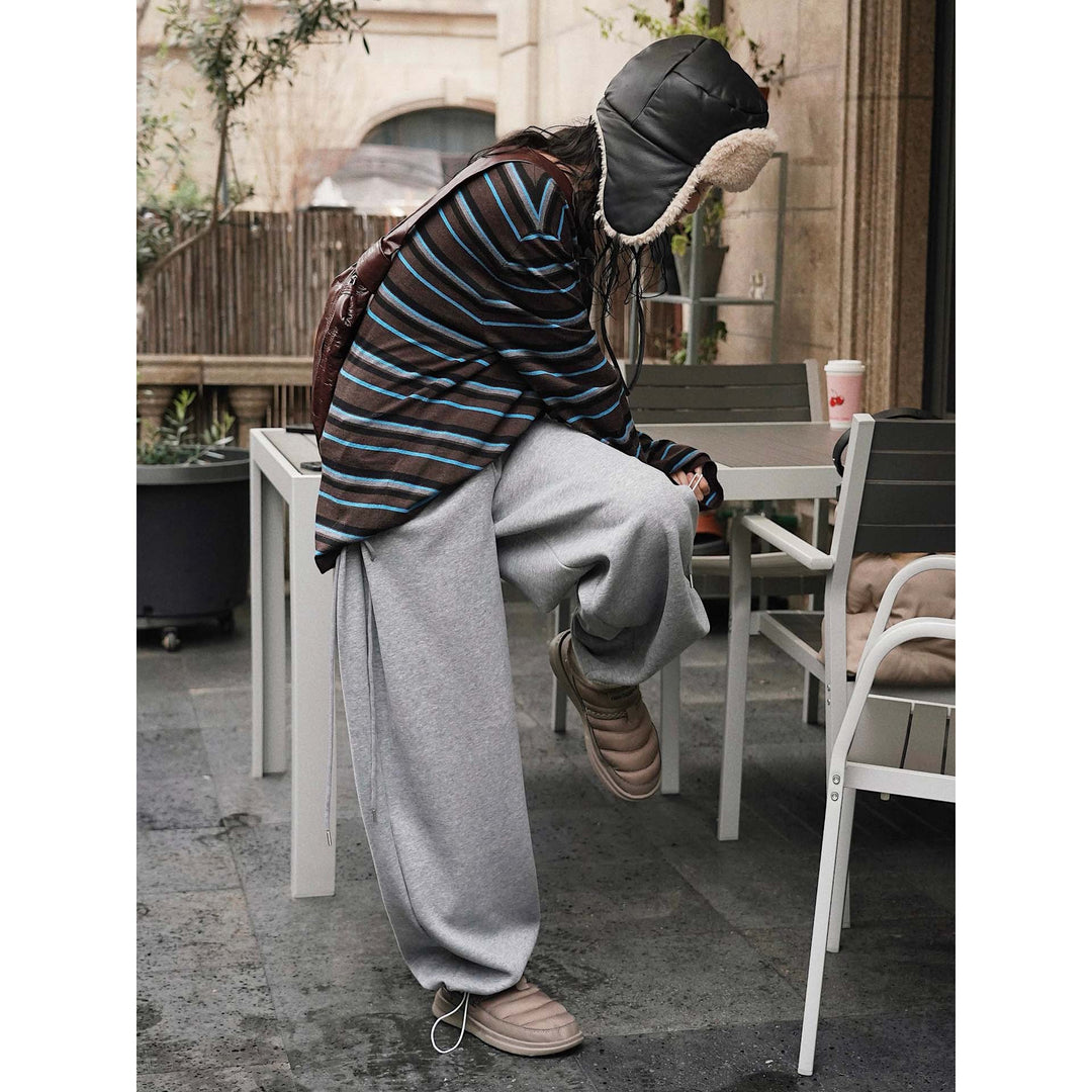 Women wide high-waisted palazzo pants with side lacing Mune Fashion