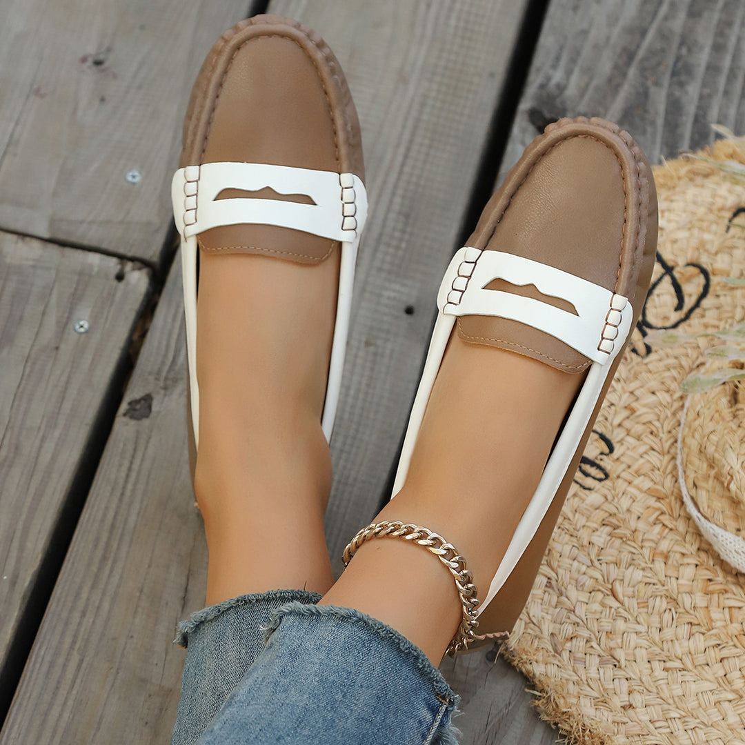 Women's classic penny loafers made of soft synthetic leather with quilted welt stitching and padded comfort insole Mune Fashion