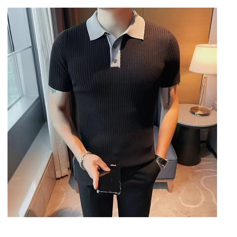 Men's Short Sleeve Polo Shirt with Ribbed Structure Mune Fashion