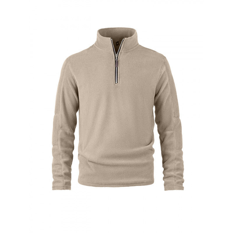 Men's fleece pullover with half zip and stand-up collar Mune Fashion