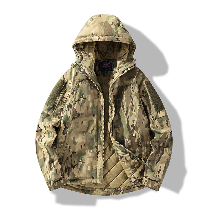 Men's quilted tactical winter jacket with hood and water-repellent outer material Mune Fashion