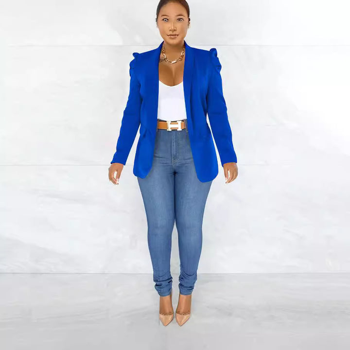 Women's tailored blazer with structured shoulder details and open lapel Mune Fashion