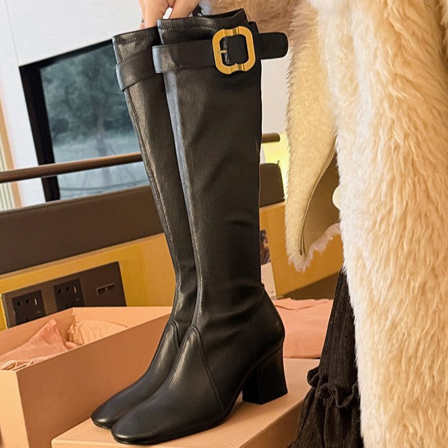 Women's Stretch Ankle Boot with Medium Block Heel Mune Fashion