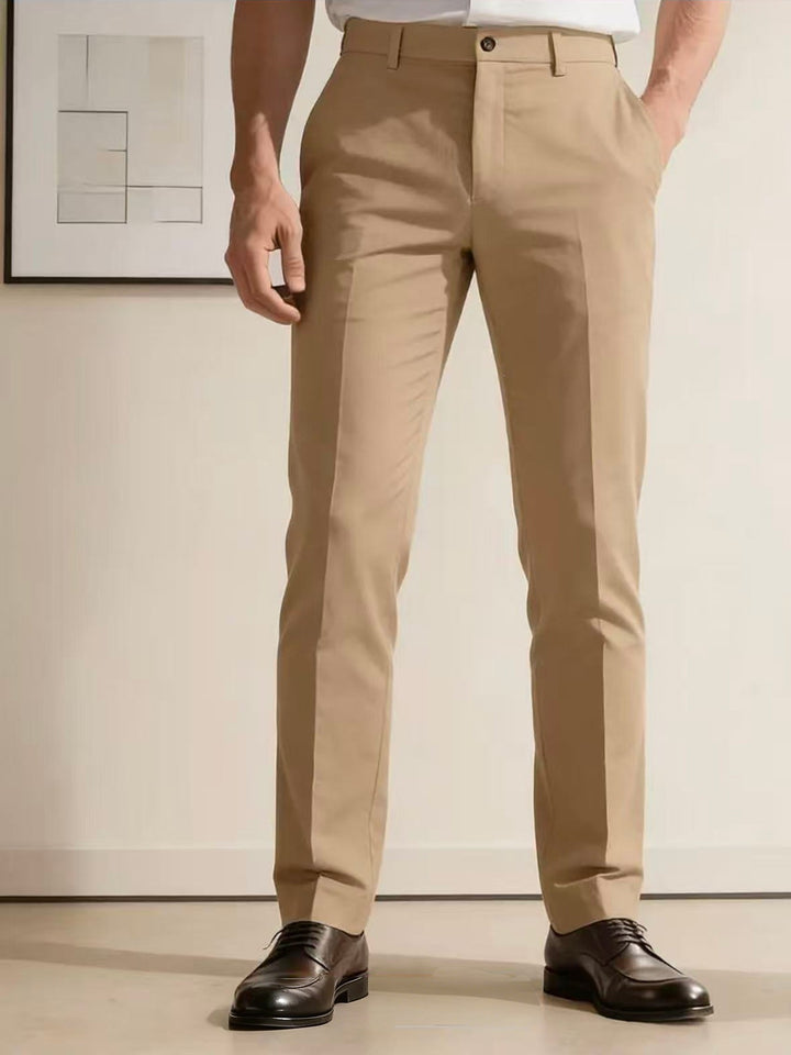 Men's narrow-cut dress pants with crease, flat waistband, and stretch comfort Mune Fashion