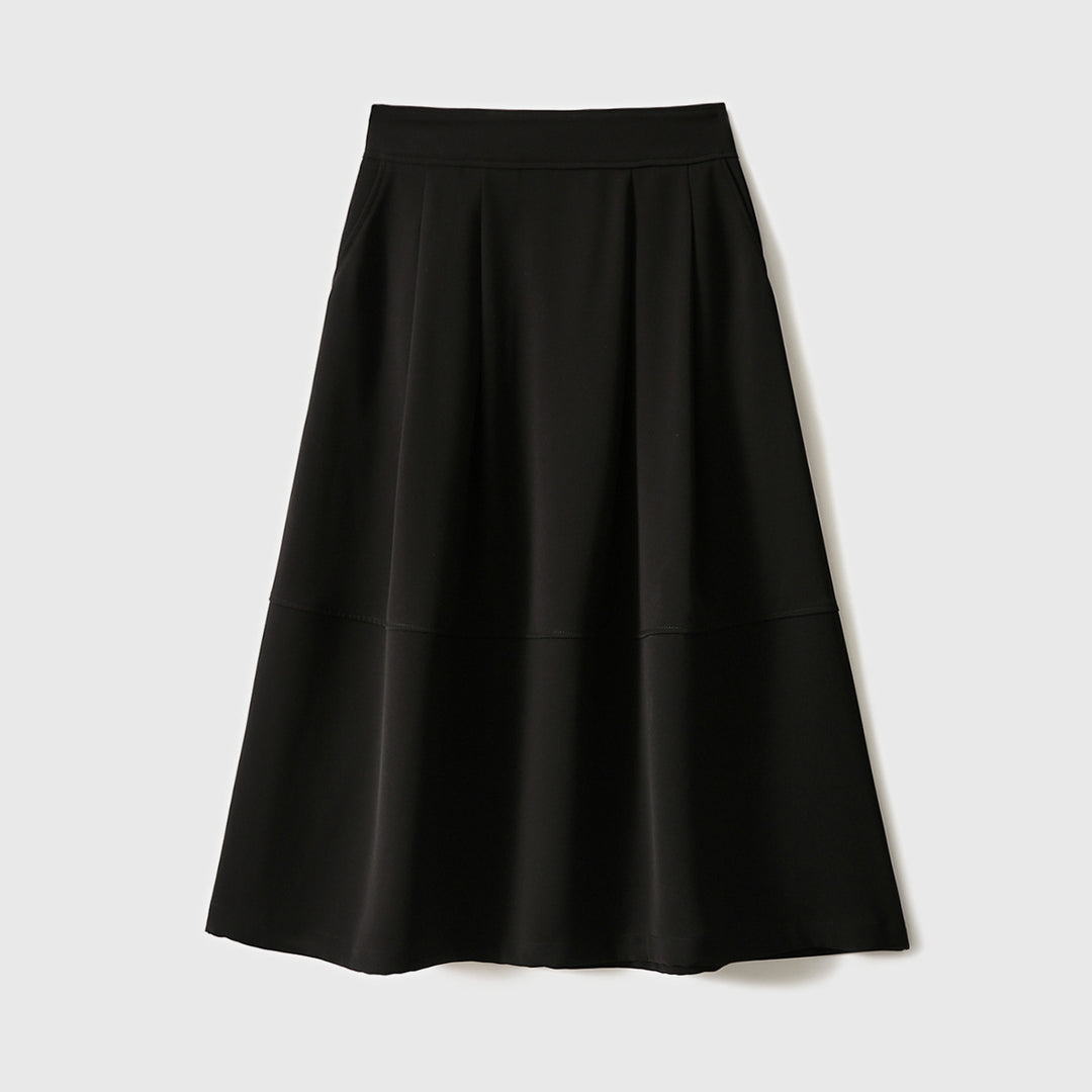Women Elegant Midi Skirt with Pleats and High Waist Mune Fashion