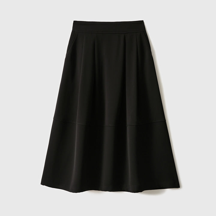 Women Elegant Midi Skirt with Pleats and High Waist Mune Fashion