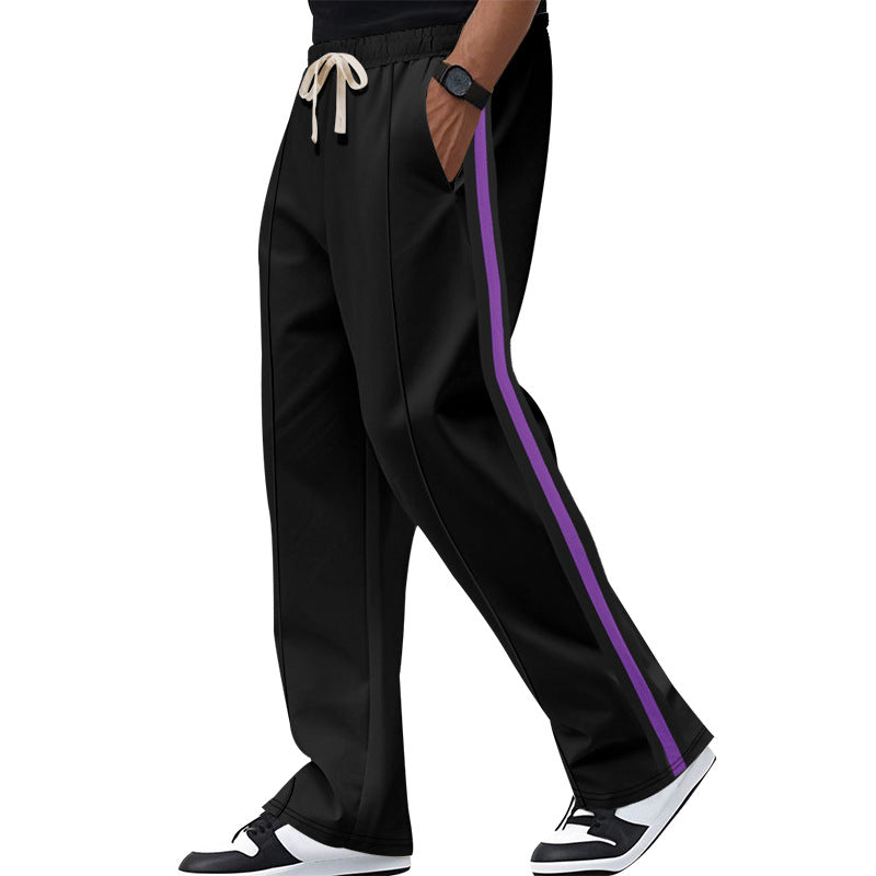 Men's loosely falling casual chinos with side contrast stripe and drawstring waistband Mune Fashion
