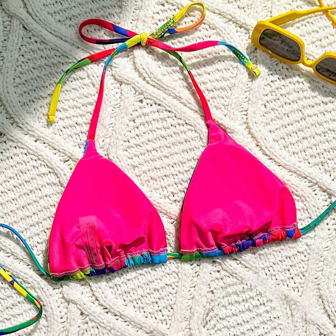 Women Triangle Bikini with Floral Ruffle Design Mune Fashion