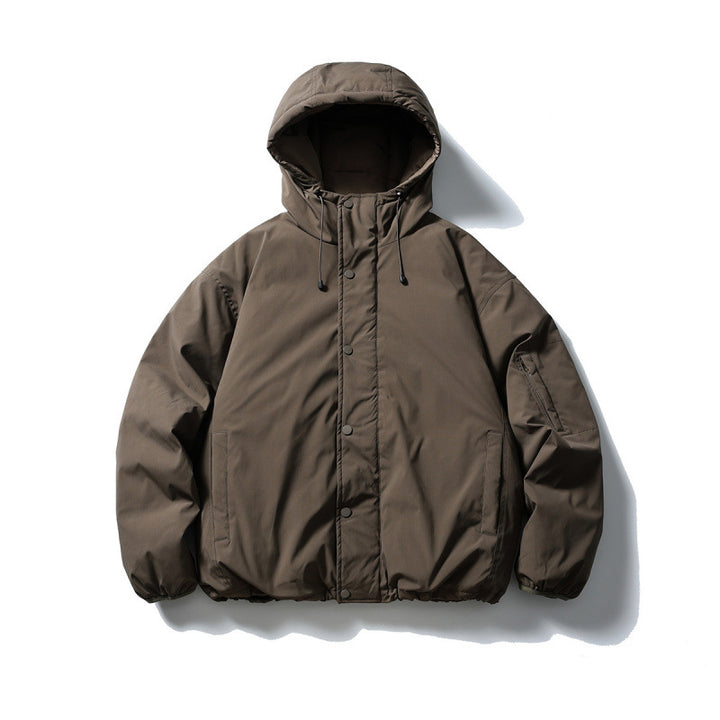 Unisex Boxy Padded Hoodie with Drawstring, Concealed Snap Placket and Utility Arm Pocket Mune Fashion