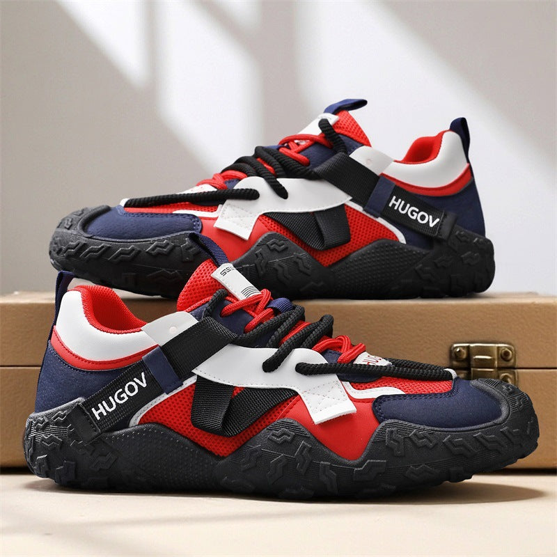 Men's multi-material trekking sneaker with reinforced toe cap, cushioned heel support, and grippy off-road sole Mune Fashion